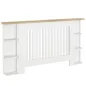 Cubre Radiadores con Estantes Cubreradiador de MDF Diseño Moderno de Listones para Salón Dormitorio 152x19x83 cm Blanco