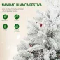 Mini Árbol de Navidad Artificial 60 cm con 35 Luces LED 182 Ramas Densas con Nieve Adornos y Base de Arpillera Verde