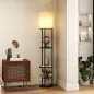 Lámpara de Pie con Estantes con 3 Temperaturas de Color Control Remoto para Salón Dormitorio Oficina Negro