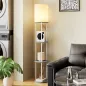 Lámpara de Pie con Estantes con 3 Temperaturas de Color Control Remoto para Salón Dormitorio Oficina Gris