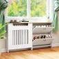 Cubre Radiadores con Zapatero Cubierta para Radiador con 2 Cajones Abatibles 152x19x81 cm Blanco
