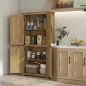 Alacena de Cocina con 4 Puertas de Ratán y Estantes Ajustables Estilo Bohemio Natural 80x33x162,6 cm Alacena de Cocina con 4 Puertas de Ratán y Estantes Ajustables Estilo Bohemio Natural 80x33x162,6 cm