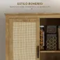 Alacena de Cocina con 4 Puertas de Ratán y Estantes Ajustables Estilo Bohemio Natural 80x33x162,6 cm Alacena de Cocina con 4 Puertas de Ratán y Estantes Ajustables Estilo Bohemio Natural 80x33x162,6 cm