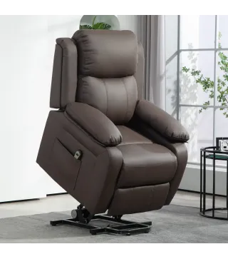 Sillón Relax Levanta Personas Sillón Elevador con Control Remoto Reclinación 160° Reposapiés 76x90x105cm Marrón