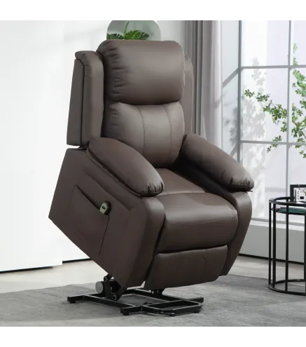 Sillón Relax Levanta Personas Sillón Elevador con Control Remoto Reclinación 160° Reposapiés 76x90x105cm Marrón