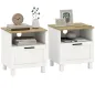 Juego de 2 Mesitas de Noche Mesillas de Noche con Cajón Compartimento Abierto Patas de Madera 45x38x50 cm Blanco Juego de 2 Mesitas de Noche Mesillas de Noche con Cajón Compartimento Abierto Patas de Madera 45x38x50 cm Blanco