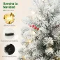 Mini Árbol de Navidad Artificial 60 cm con 35 Luces LED 72 Ramas Densas con Nieve Adornos y Base de Arpillera Verde