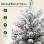 Mini Árbol de Navidad Artificial 60 cm con 35 Luces LED 72 Ramas Densas con Nieve Adornos y Base de Arpillera Verde