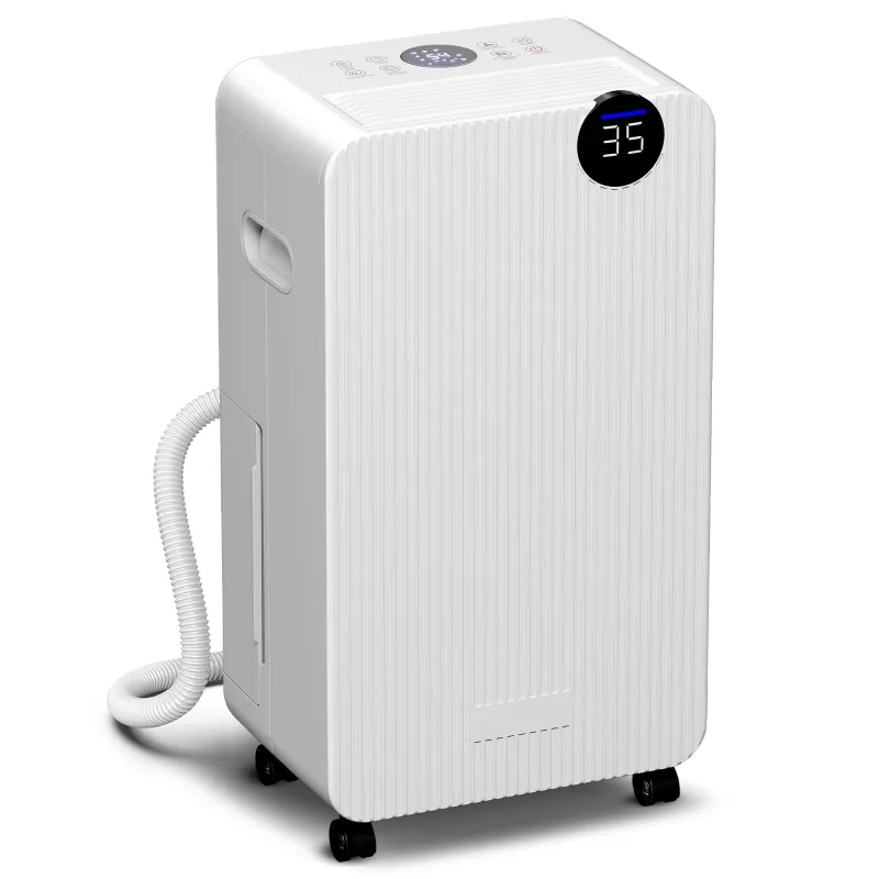 Deshumidificador 12L/día Depósito de Agua 2,1L Pantalla LED Temporizador 24 H Bloqueo Infantil hasta 12-25㎡ Blanco