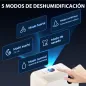Deshumidificador 12L/día Depósito de Agua 2,1L Pantalla LED Temporizador 24 H Bloqueo Infantil hasta 12-25㎡ Blanco