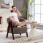Butaca de Salón Tapizada en Borreguito Acolchada Gruesa Patas de Madera Respaldo Curvado 70x64x71 cm Marrón Claro