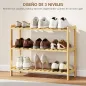 Zapatero de Bambú de 3 Niveles Estantería de Zapatos para 9 Pares para Recibidor Pasillo 70x26x57,5 cm Natural Zapatero de Bambú de 3 Niveles Estantería de Zapatos para 9 Pares para Recibidor Pasillo 70x26x57,5 cm Natural