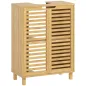 Mueble Bajo Lavabo de Bambú con 2 Puertas de Lamas Estante Ajustable para Lavabos con o sin Pedestal Natural Mueble Bajo Lavabo de Bambú con 2 Puertas de Lamas Estante Ajustable para Lavabos con o sin Pedestal Natural