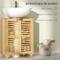 Mueble Bajo Lavabo de Bambú con 2 Puertas de Lamas Estante Ajustable para Lavabos con o sin Pedestal Natural Mueble Bajo Lavabo de Bambú con 2 Puertas de Lamas Estante Ajustable para Lavabos con o sin Pedestal Natural