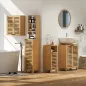 Mueble Bajo Lavabo de Bambú con 2 Puertas de Lamas Estante Ajustable para Lavabos con o sin Pedestal Natural Mueble Bajo Lavabo de Bambú con 2 Puertas de Lamas Estante Ajustable para Lavabos con o sin Pedestal Natural