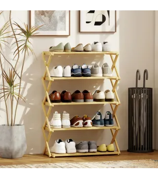 Zapatero Estrecho de Bambú Zapatero Vertical Plegable de 5 Niveles Sin Instalación Natural