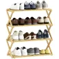 Zapatero Estrecho de Bambú Zapatero Vertical Plegable de 4 Niveles Sin Instalación Natural