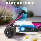 Kart Pedales con Ruedas Antideslizantes de EVA Marco Metálico Carga 30 kg para Niños y Niñas de 2-5 Años Rosa
