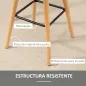 Juego de 2 Taburetes Altos de Cocina con Respaldo Reposapiés Patas de Madera Estilo Moderno Gris