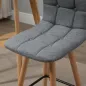 Juego de 2 Taburetes Altos de Cocina con Respaldo Reposapiés Patas de Madera Estilo Moderno Gris