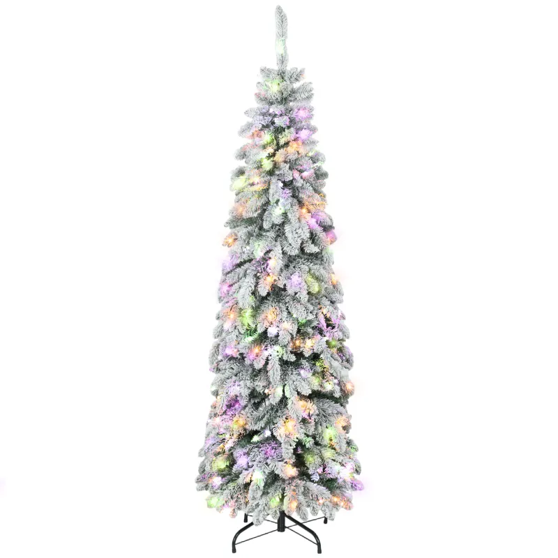 Árbol de Navidad Estrecho 180 cm con Luces LED Bicolores 11 Modos de Iluminación Temporizador 540 Ramas Verde Árbol de Navidad Estrecho 180 cm con Luces LED Bicolores 11 Modos de Iluminación Temporizador 540 Ramas Verde