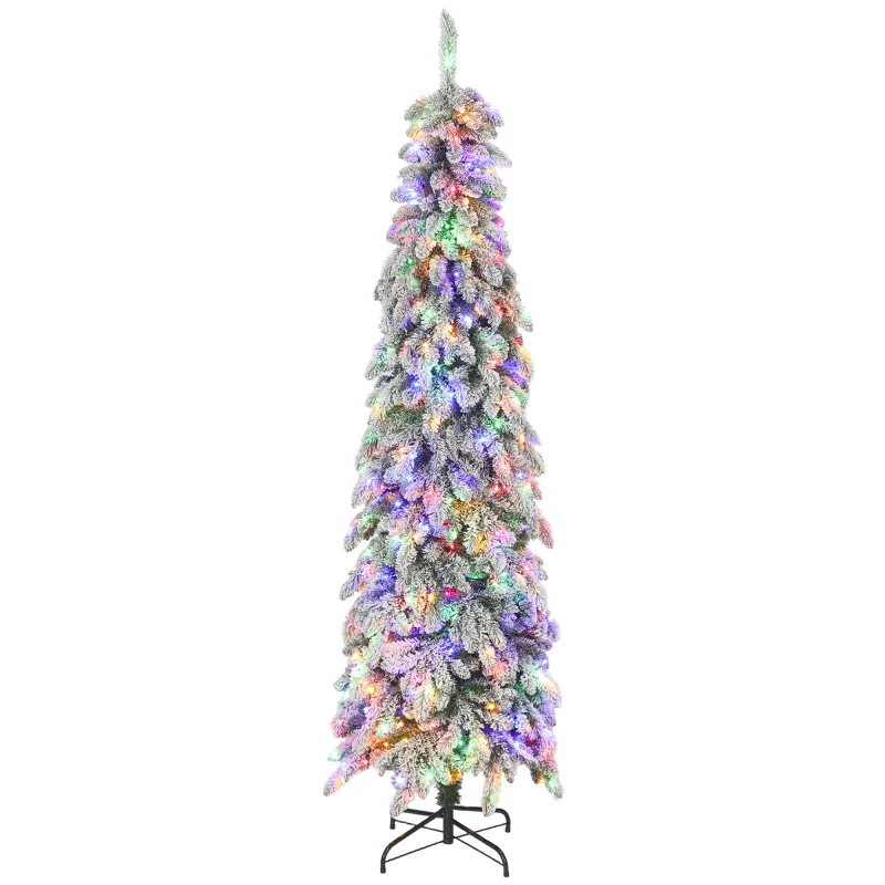 Árbol de Navidad Estrecho 225 cm con Luces LED Bicolores 11 Modos de Iluminación Temporizador 800 Ramas Verde Árbol de Navidad Estrecho 225 cm con Luces LED Bicolores 11 Modos de Iluminación Temporizador 800 Ramas Verde