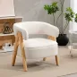 Butaca de Salón Tapizada en Borreguito Acolchada Gruesa Patas de Madera Respaldo Curvado 70x64x71 cm Blanco