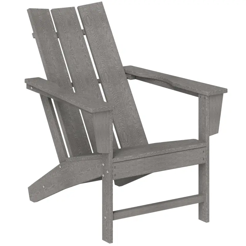 Silla de Jardín Adirondack con Asiento Extra Ancho Carga 120 kg para Patio Terraza Balcón 75x83x90 cm Gris Oscuro