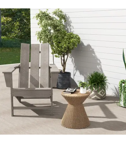 Silla de Jardín Adirondack con Asiento Extra Ancho Carga 120 kg para Patio Terraza Balcón 75x83x90 cm Gris Oscuro