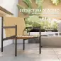 Silla de Ratán de Jardín para Exterior con Reposabrazos Estructura de Acero y Respaldo Inclinado 74x61x81 cm Natural