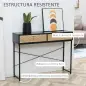 Mesa de Consola Estrecha con 2 Cajones Diseño de Líneas Talladas Estilo Moderna Negro y Roble Mesa de Consola Estrecha con 2 Cajones Diseño de Líneas Talladas Estilo Moderna Negro y Roble