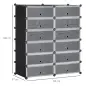 Armario Modular para Zapatos de Plástico con 12 Cubos Puertas y Conectores Diseño DIY para Entrada o Dormitorio Negro
