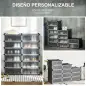 Armario Modular para Zapatos de Plástico con 12 Cubos Puertas y Conectores Diseño DIY para Entrada o Dormitorio Negro