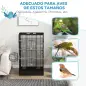 Jaula para Pájaros 61x36,5x98 cm con 8 Puertas 5 Perchas Bandeja Extraíble y 4 Comederos para Periquitos Pinzones Negro