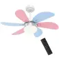 Ventilador de Techo con Luz 34W Ø82,5 cm Motor DC con 6 Aspas Reversibles Mando a Distancia y Temporizador Multicolor