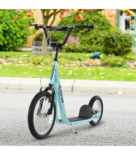 Scooter Patinete para Niños Mayores de 5 Años con 2 Neumáticos de Caucho Inflable con Doble Freno Manillar Ajustable en Altura S