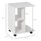 Mesita Auxiliar con Ruedas Mesa para Sofá en Forma de C con Estantes Abiertos para Salón 45x35x58 cm Blanco Mesita Auxiliar con Ruedas Mesa para Sofá en Forma de C con Estantes Abiertos para Salón 45x35x58 cm Blanco