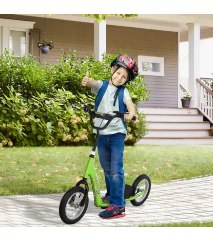 Patinete para Niños Mayores de 5 Años Scooter 2 Neumáticos Inflables de Caucho con Frenos Manillar Ajustable Pedal Antideslizant