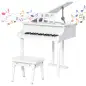 Piano de Cola Infantil de MDF con 30 Teclas Taburete y Atril de Partituras Piano para Niños Instrumento Musical Didáctico 52x50x