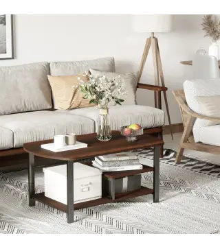 Mesa de Centro Mesa de Café con 2 Estantes para Salón Sala de Estar Dormitorio Estilo Vintage Madera 100x60x46 cm Marrón Rústico