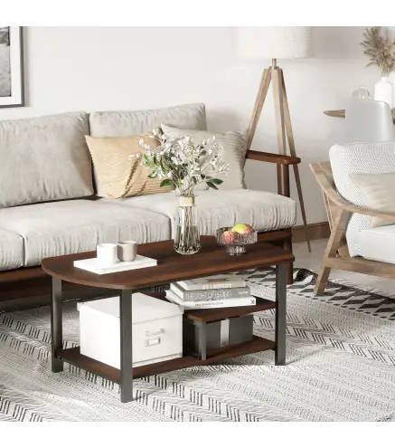 Mesa de Centro Mesa de Café con 2 Estantes para Salón Sala de Estar Dormitorio Estilo Vintage Madera 100x60x46 cm Marrón Rústico