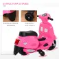 Moto Eléctrica Vespa para Niños de 18-36 Meses Moto de Batería 6V con Faro Bocina y 4 Ruedas 66,5x38x52 cm Rosa