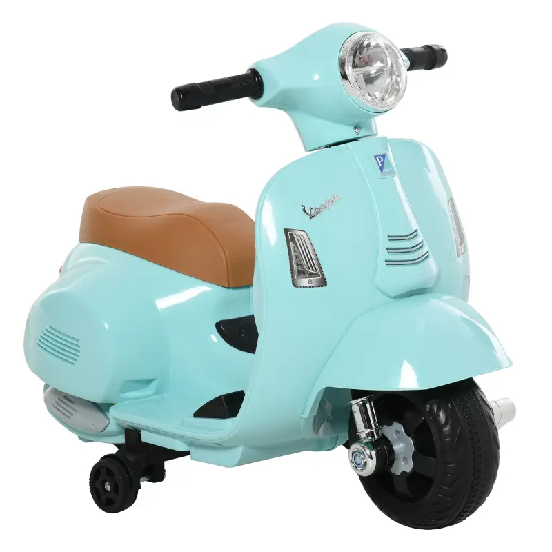 Motocicleta Infantil con Faro Bocina y 4 Ruedas Moto Eléctrica Vespa para Niños con Licencia 66,5x38x52 cm Verde