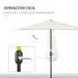 Sombrilla 269x138x236 cm Parasol de Jardín con Manivela y Forma Semicircular para Exterior Terraza Patio Piscina Crema Sombrilla 269x138x236 cm Parasol de Jardín con Manivela y Forma Semicircular para Exterior Terraza Patio Piscina Crema