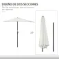 Sombrilla 269x138x236 cm Parasol de Jardín con Manivela y Forma Semicircular para Exterior Terraza Patio Piscina Crema Sombrilla 269x138x236 cm Parasol de Jardín con Manivela y Forma Semicircular para Exterior Terraza Patio Piscina Crema
