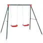 Columpio Doble para Niños +3 Años con Soporte de Metal Juego de Columpio Infantil Cuerda Ajustable Exteriores Carga Máx. 40kg 23