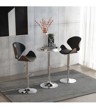 Mesa de Bar Regulable en Altura con Base Redonda y Antideslizante para Cocina Comedor Ø60x69-93 cm Blanco