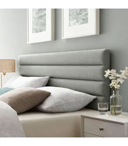 Cabecero de Cama 140 cm Tapizado en Lino Altura Ajustable de 3 Niveles 106/116/126 cm Montado a la Pared Gris