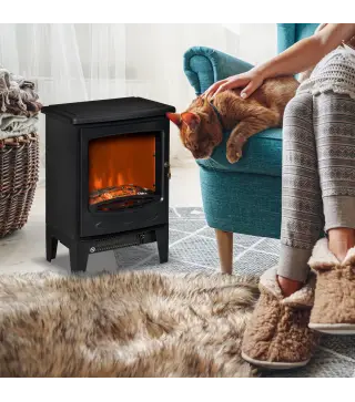 Chimenea Eléctrica Portátil de 900/1800W con Efecto de Llama Termostato Ajustable y Protección Sobrecalentamiento hasta 20 m² 39