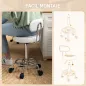 Taburete Giratorio con Respaldo y Ruedas Silla Ajustable para Salón de Belleza Estudio de Tatuajes 32x40x70-86cm Blanco